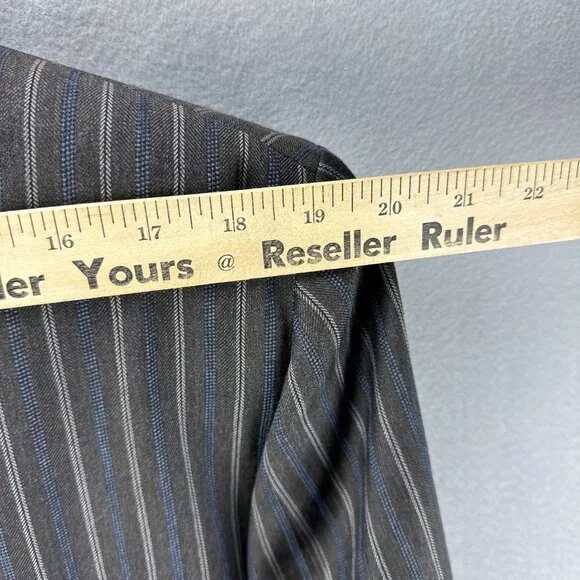 Mabro Suit Mens IT 54L‎ US 44L 2PC 34x30.5 Brown Blue Striped Wool Super 100s